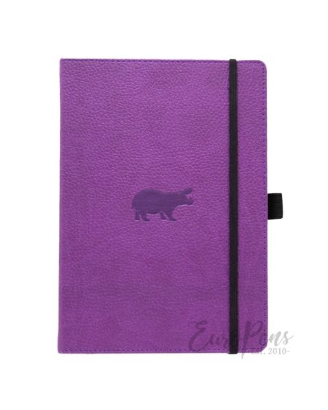 Dingbats A5 Purple Hippo Notebook - Dotted Wildlife [D5023P]