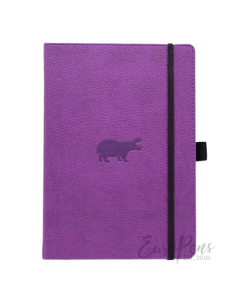 Dingbats A5 Purple Hippo Notebook - Plain Wildlife [D5006P]