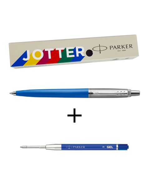 Parker Jotter Ballpoint Pen + Free Parker Blue Gel Refill - Retro Blue