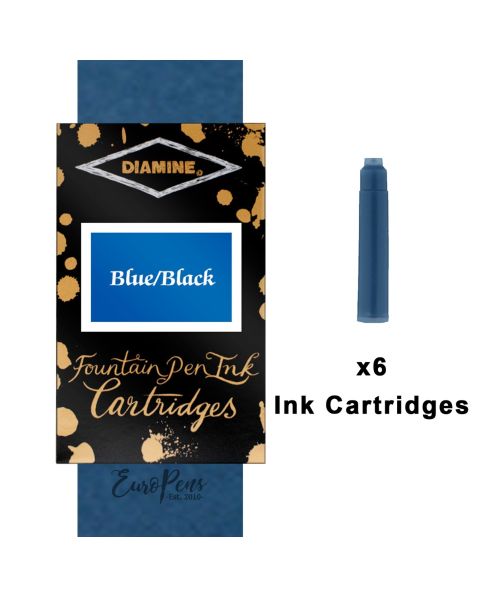 Diamine Ink Cartridges - 6 pack- Blue/Black