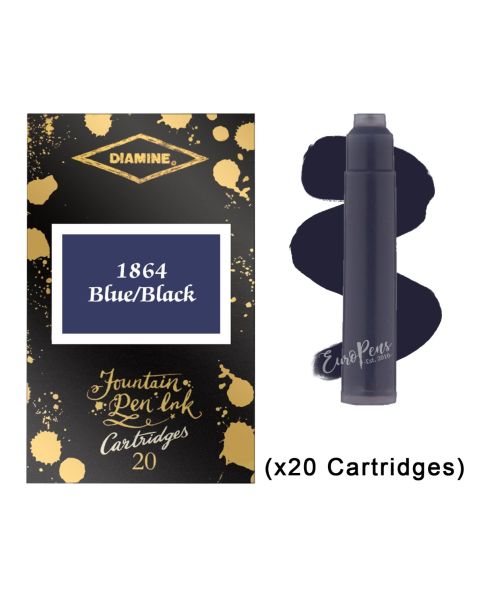Diamine - Anniversary Ink Cartridges - 1864 Blue/Black (20 Pack)
