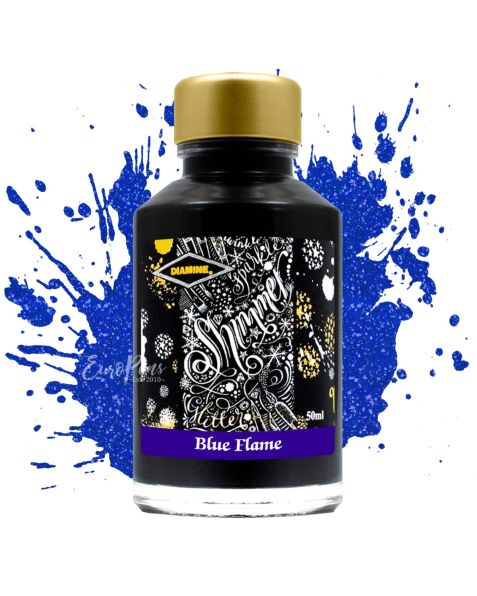 Diamine Shimmering Fountain Pen Bottled Ink - 50ml - Blue Flame