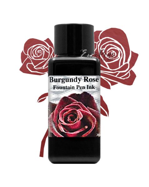 Diamine Flower Collection Fountain Pen Bottled Ink - 30ml - Burgundy Rose