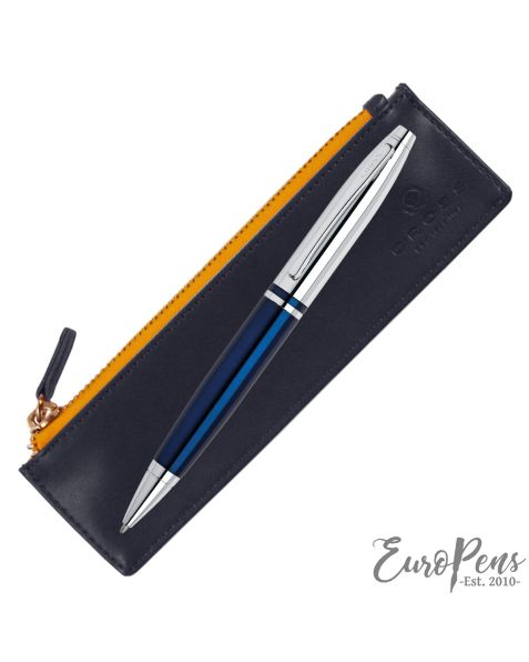 Cross Calais chrome/Blue Ballpoint pen with Accessory Pen Case