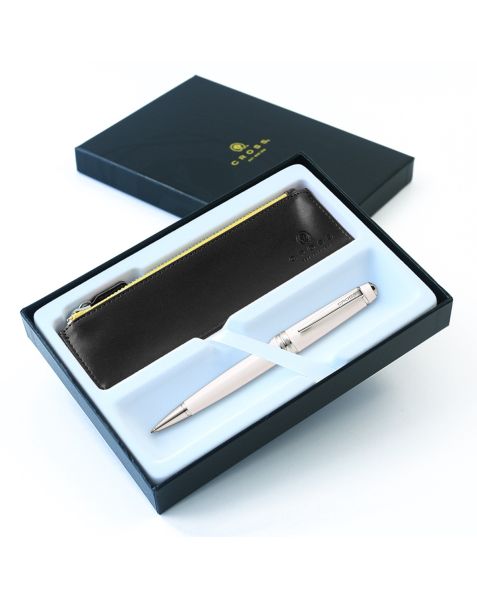 Cross Bailey Ballpoint Pen - Light Series - White - Luxury Gift Box & Accessory Pen Case