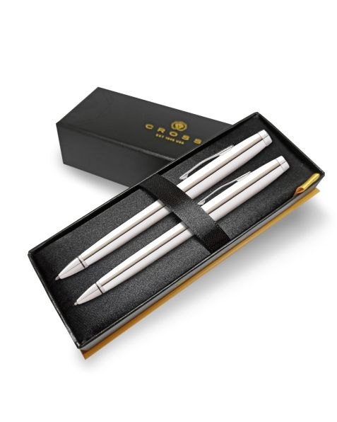 Cross Coventry Chrome & Ballpoint Pen & Pencil Set - Gift Boxed