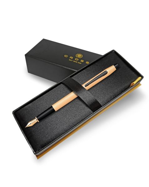 Cross Classic Century Fountain Pen - Rose Gold PVD Finish with Black Trim - Medium Nib