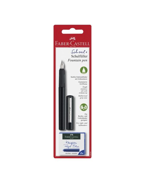 Faber Castell School Fountain Pen & Ink Cartridges (149809) Carbon Black