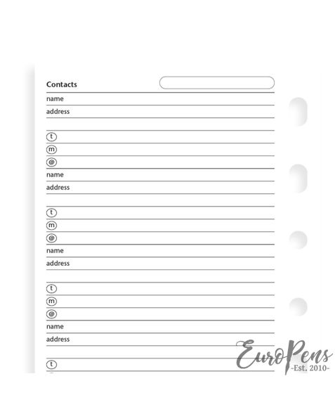 Filofax Pocket Name, Address And Telephone Number 