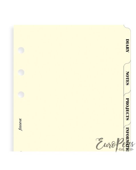 Filofax Personal Subject Index Cream 6 Tabs 