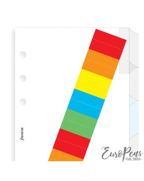 Filofax Personal Blank Index White With Multi-Coloured Labels 6 Tabs 