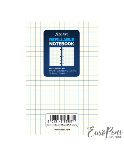 Filofax Pocket Notebook Squared White Paper Refill 