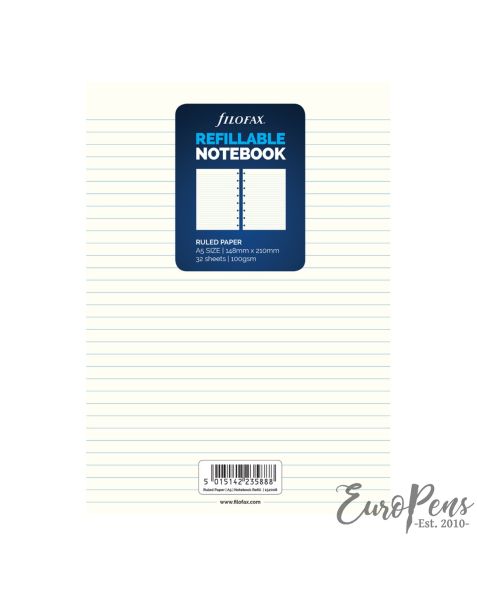 Filofax A5 Notebook Ruled White Paper Refill 