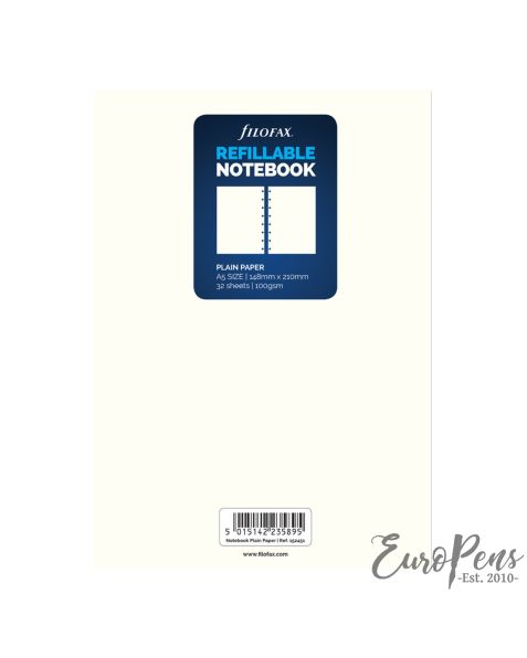 Filofax A5 Notebook Plain White Paper Refill 