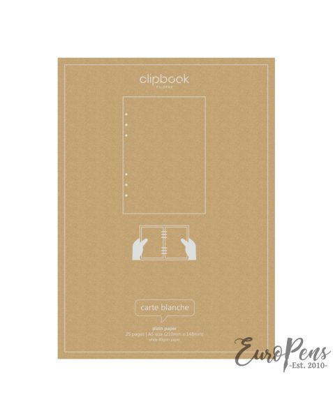 Filofax A5 Clipbook Plain Refill Paper 