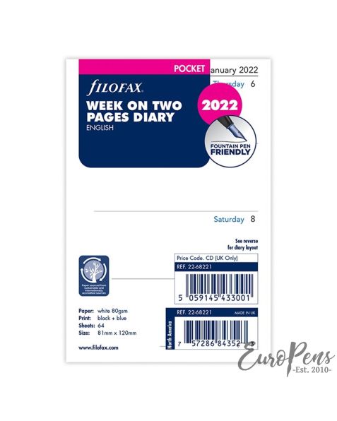 Filofax Pocket Week On Two Pages English - 2022 
