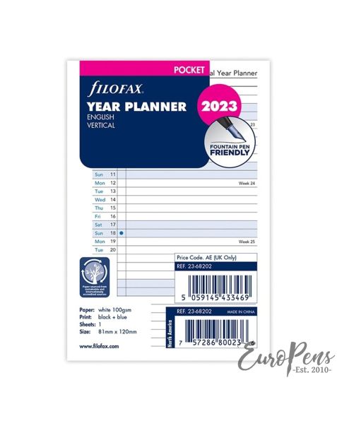 Filofax Pocket Vertical Year Planner - 2023 