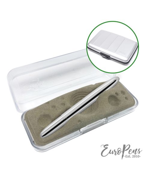 Fisher Space Pen Bullet Ballpoint Pen in Chrome with Gift Box - Engraved + FREE RFID Silver Metal Wallet