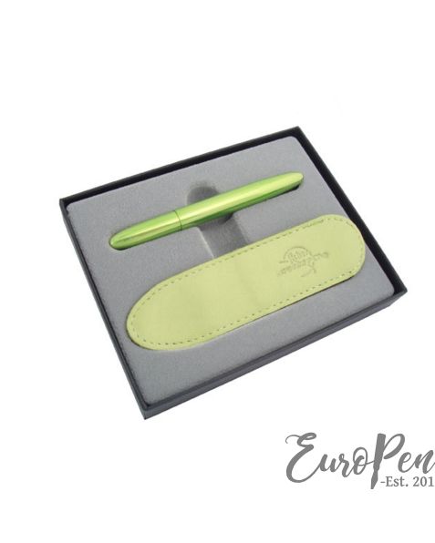 Fisher Space Pen Bullet BP – LIME GREEN WITH GREEN LEATHER PEN CASE IN PRESENTATION BOX