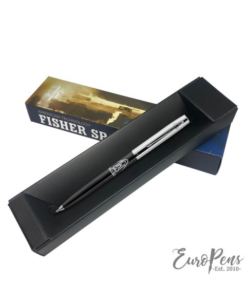Fisher Space Pen - Apollo Cap-o-matic - Black with Logo - Chrome Cap