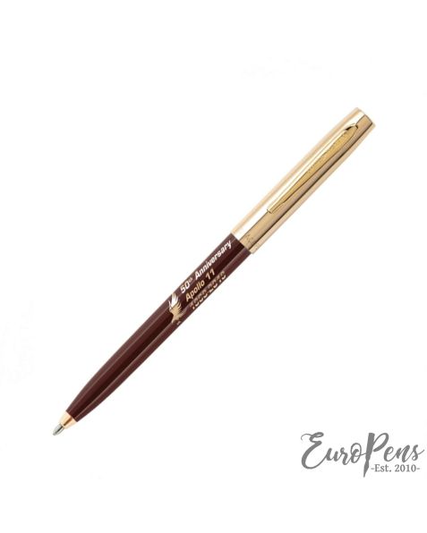 Fisher Apollo Cap-O-Matic Space Pen - 50TH Anniversary - Burgundy Barrel With Gold Cap & Logo