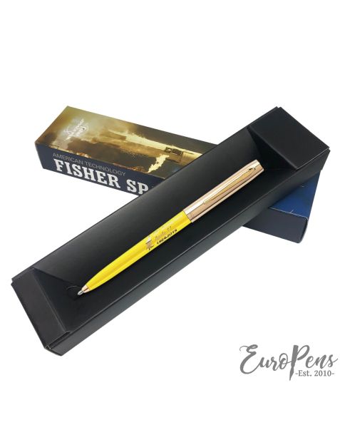 Fisher Apollo Cap-O-Matic Space Pen - 50TH Anniversary - Yellow Barrel With Gold Cap & Logo