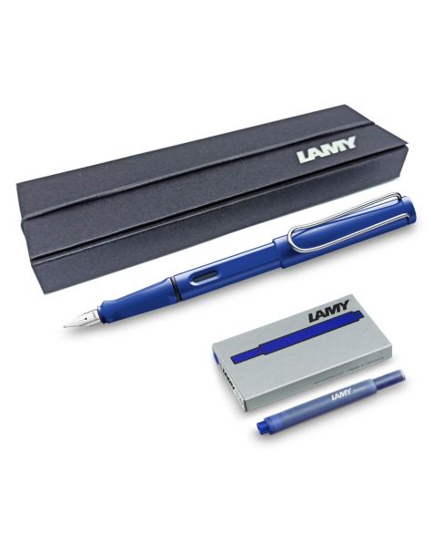 LAMY Safari Fountain Pen - Blue-Medium (M) + Free Ink Cartridges