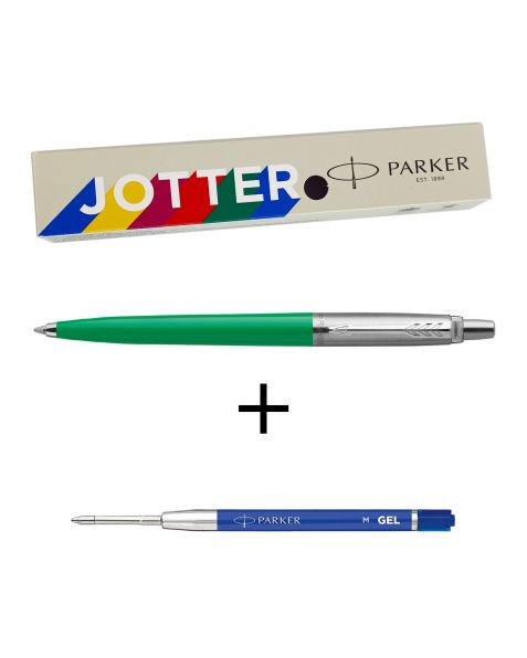 Parker Jotter Ballpoint Pen + Free Parker Blue Gel Refill - Retro Green