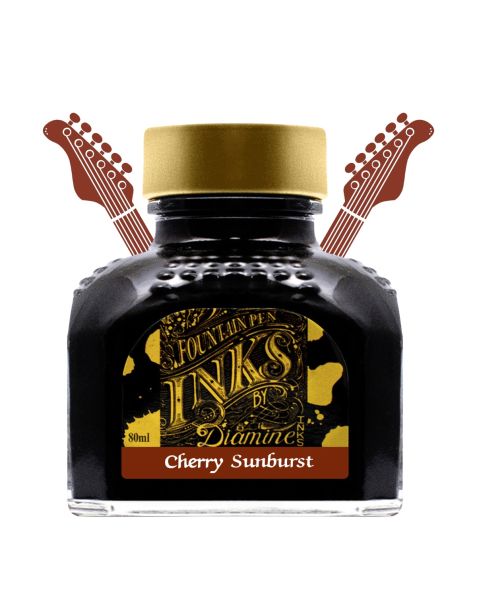 DIAMINE Guitar 80ml Fountain Pen Ink Bottle: Cherry Sunburst 