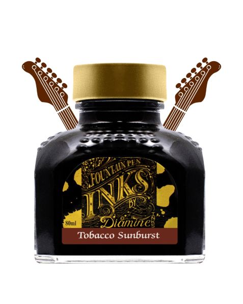 DIAMINE Guitar 80ml Fountain Pen Ink Bottle: Tobacco Sunburst 