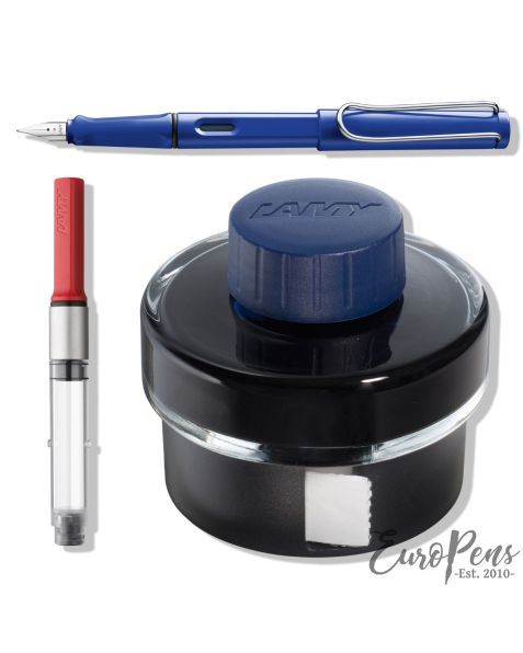LAMY safari Fountain Pen - Blue (014) & T52 Ink (Blue) & Z28 Ink Converter - Bundle