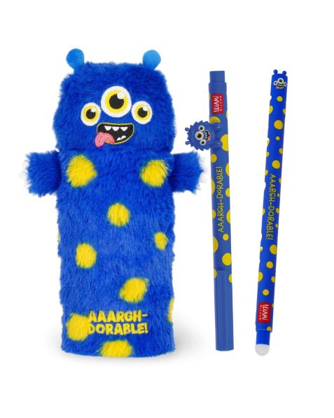 Legami Monster Super Soft! Pencil Case Set with Lovely Friends & Erasable Monster Pens