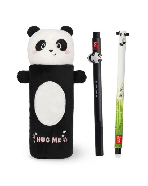Legami Panda Super Soft! Pencil Case Set with Lovely Friends & Erasable Panda Pens