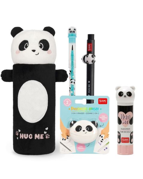 Legami Panda Super Soft! Pencil Case Set with Assorted Stationery 