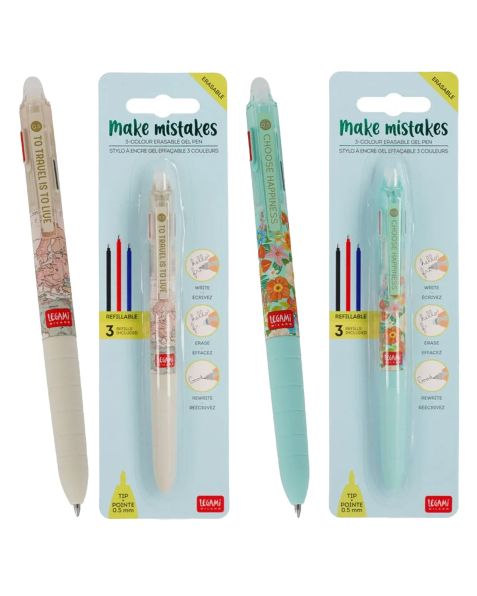 Legami Erasable Gel Pens  - Make Mistakes - Choose Design