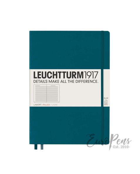 Leuchtturm1917 Notebook (A4+) Master Slim Hardcover - Pacific Green - Ruled