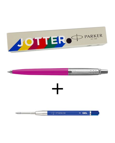 Parker Jotter Ballpoint Pen + Free Parker Blue Gel Refill - Retro Maganta