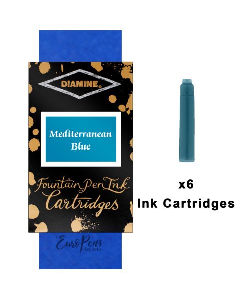 Diamine Ink Cartridges - 6 pack-Mediterranean Blue
