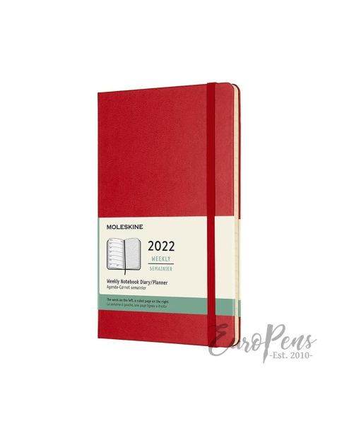 Moleskine Weekly Notebook - 2022 - 12 Month - Large (A5) Hardcover - Scarlet Red