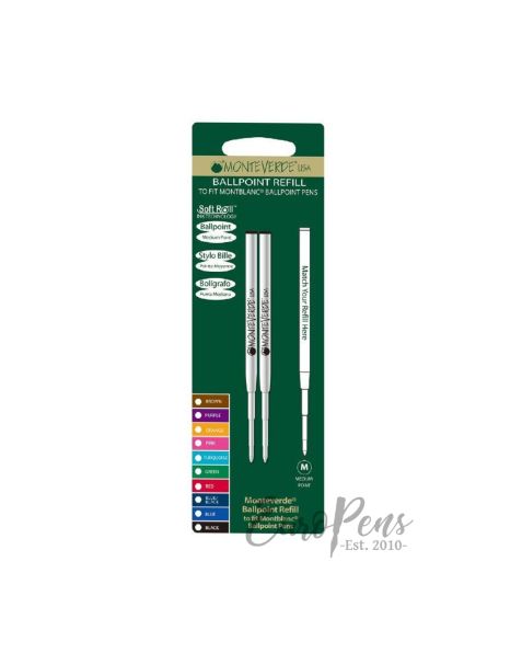 Monteverde / Montblanc Compatible Medium Ballpoint Pen Refill - Black - Twin Pack