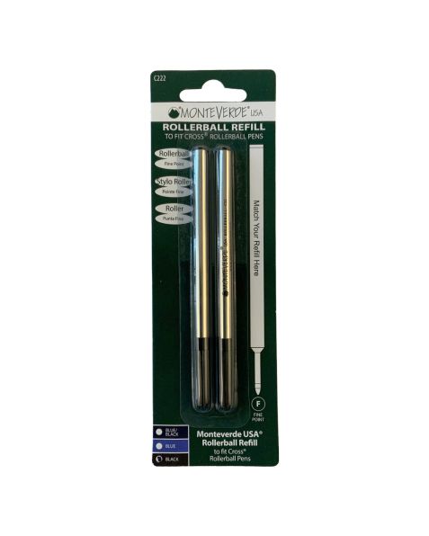 Cross compatible Rollerball Refills - Black Fine Point - Twin Pack
