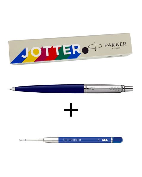 Parker Jotter Ballpoint Pen + Free Parker Blue Gel Refill - Navy Blue