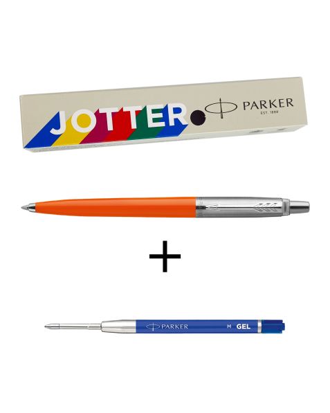 Parker Jotter Ballpoint Pen + Free Parker Blue Gel Refill - Retro Orange