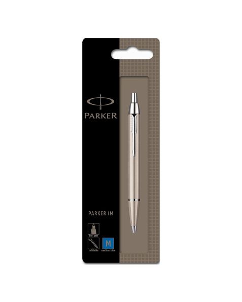 Parker IM Ballpoint Pen - Brushed Metal with Chrome Trim
