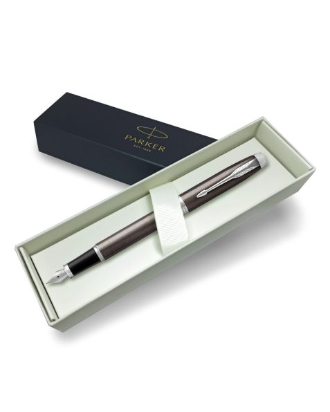 Parker IM Premium Fountain Pen - Dark Espresso with Chrome Trim - Medium Nib