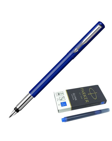  Parker Vector Fountain Pen - Blue + Ink Cartridges