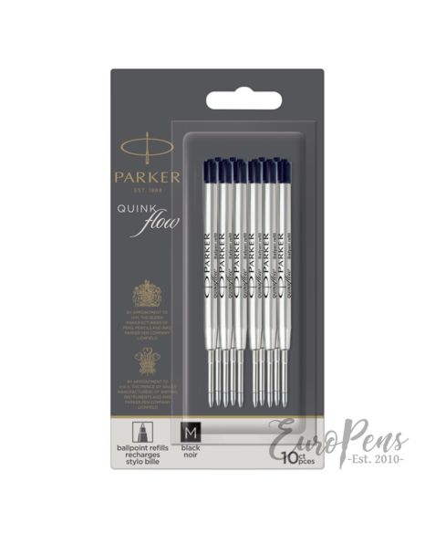 Parker Quinkflow Ballpoint Pen Refill - Pack Of 10 - Medium - Black