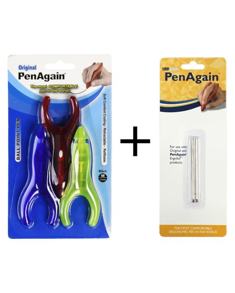 PenAgain Twist' N' Write Pencil (3 Pack) & Black Refills (twin pack)
