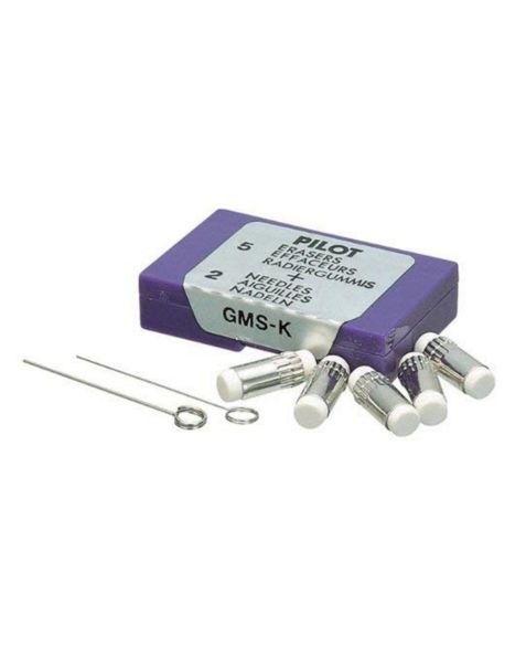 Pilot Erasers For Mechanical Pencils (GMS-K) - Pack Of 5 Erasers & 2 Needles