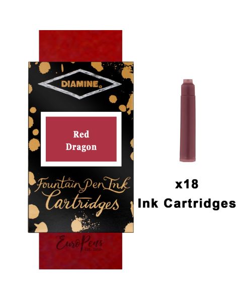 Diamine Fountain Pen Ink Cartridges - 18 Pack - Red Dragon